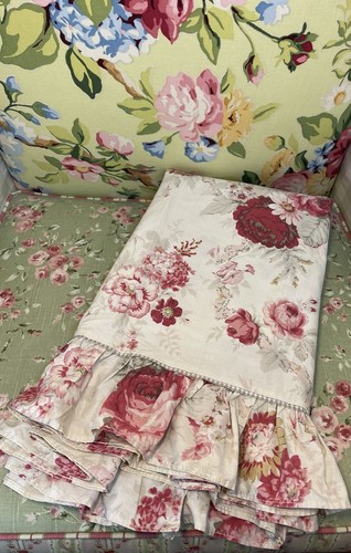 Waverly NORFOLK ROSE Garden Room Floral Roses Shabby Chic KING FLAT Sheet - Picture 24 of 24