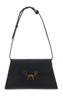 COCCINELLE Dew Handbag Grained Leather Schultertasche Tasche Noir schwarz