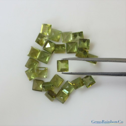 Light Green Tourmaline Square 4mm, 5mm and 6mm Faceted Loose gemstone AA Quality - Picture 3 of 6