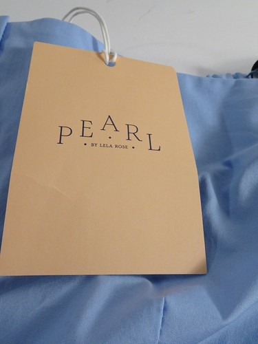 Lela Rose PEARL Women's Elbow-Sleeve Off-The-Shoulder Top Blue Sz 0  Retail 295 - Picture 6 of 12