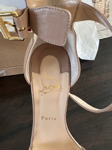 Christian Louboutin Tuctopen Red Bottom Platform Sandals Nude/Gold RARE! 38.5 - Picture 5 of 12