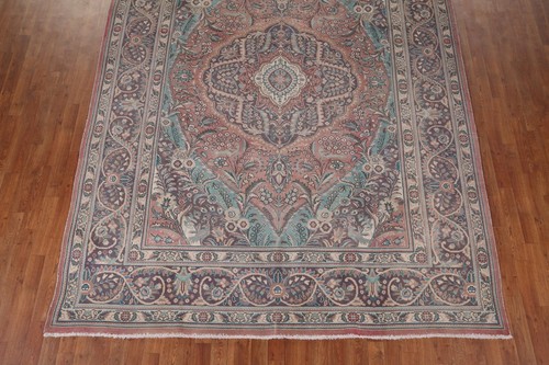 Vintage Pink/ Gray Floral Tebriz Traditional Handmade Living Room Rug 8x11 ft. - 第 5/12 張圖片