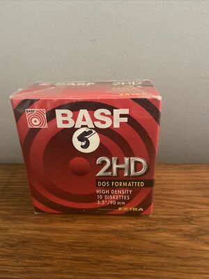 BASF 2HD 10 Dos Formatted Floppy Diskettes Disk 3.5''  High Density Sealed New