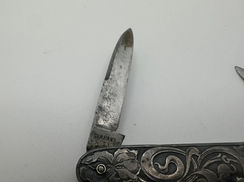 Старинный Германии из чистого серебра Whittler 3 лезвия карманный нож изящный - Изображение 2 из 4