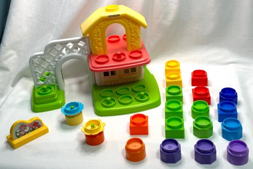 Little People Builders Home House Flower Garden Blocks Stack Fisher Price RARE - Picture 2 of 20