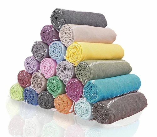 LOTUS Turkish Beach Towel 39x71 Prewashed for Soft Feel, 100% Cotton