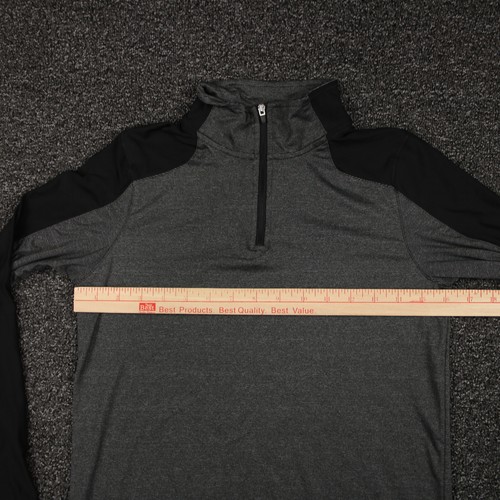 Champion Shirt Youth Large Black & Gray Striped 1/4 Zip Long Sleeve Mock Neck - Picture 3 of 8