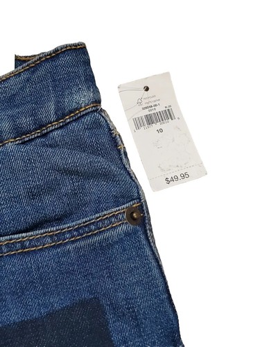 New Gap Kids Girls Winter Medium Wash Fleece Lined Patchwork Denim Jeans Sz 10 - Picture 7 of 8