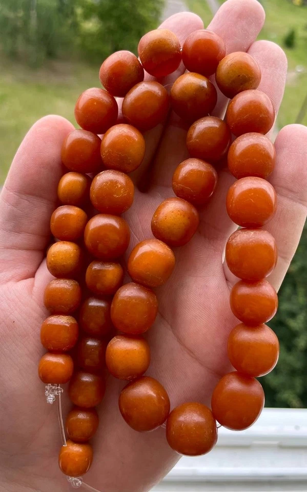 Antique Butterscotch Amber Bead Necklace 73 Grams - Image 1 of 4