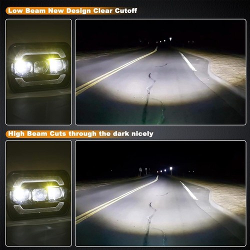 Pair 5x7" LED Headlights Hi/Lo Beam DRL Turn Signal For Toyota Hilux 1983-2004 - Picture 3 of 12