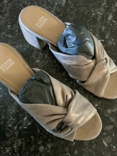 Eileen Fisher Vow Metalic Block Sandals Gray Size 7 1/2 NEW MSRP $225 - Picture 6 of 6