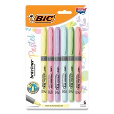 BIC GBLDP61AST Chisel Tip Grip Pocket Highlighter - Assorted Colors (6/PK) New