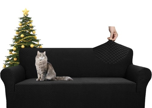 Couch Cover Latest Jacquard Design High Stretch Sofa Covers for 3 Cushion Black - Picture 11 of 11