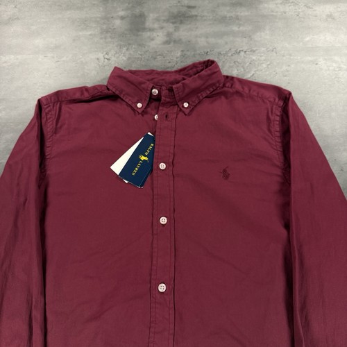 Ralph Lauren Polo Langarm Button Down Hemd Jungen XL 18-20 weinrot weinrot