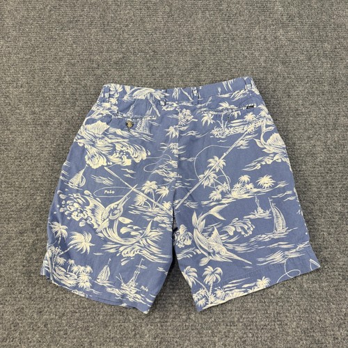 Polo Ralph Lauren Shorts Herren 31 blau weiß Hawaii Tropical Marlin Print Chino - Bild 9 von 10