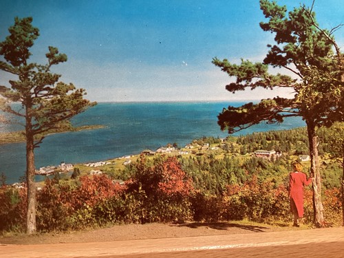 Copper Harbor from Brockway Mountain Dr: Copper Country, MI - Vintage Postcard - Picture 2 of 3