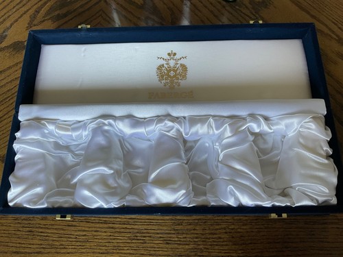 Faberge Palais Royal 4 Vodka Glasses in Hinged Box Yellow Red Blue Green 3" Tall - Picture 15 of 16