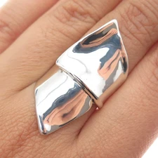 HAGIT GORALI 925 Sterling Silver Vintage Modernist Bypass Ring Size 7