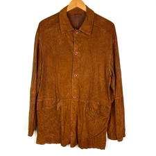 Vintage Gimo’s Brown Suede Button Front Lightweight Shacket Jacket Pockets 44