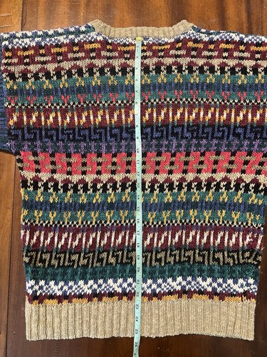 Vtg Boston Traders Linen Blend Pullover Cable Knit Sweater Colorful XL - Picture 6 of 6