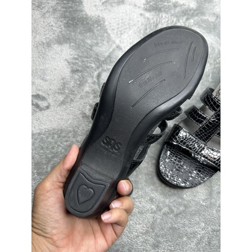 Sandalias SAS Allegro con tiras y tacón negro estampado de cocodrilo para mujer talla 9,5 - Imagen 4 de 7
