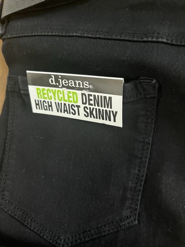d.jeans Women Recycled Denim High Waist Skinny Black Color Size 4 New Free Ship - Picture 9 of 9