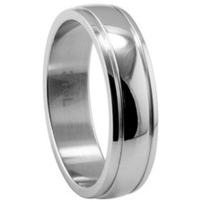 New Stainless Steel Shiny Finish Grooved Band Ring