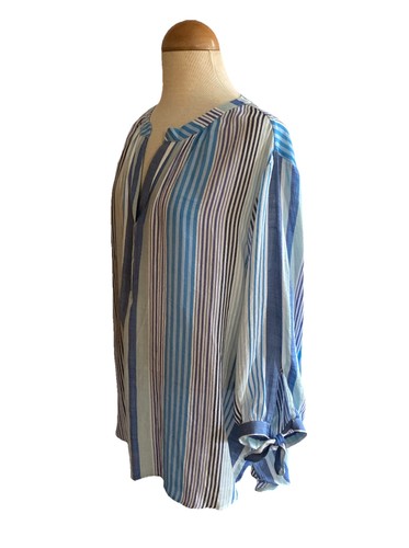 Robert Louis 3/4 Sleeve Blue & White Striped Tunic Top Rayon/Polyester Blend 3X - Bild 2 von 4