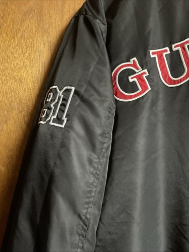 Vintage Guess Mens X-Large Varsity Jacket Full Snap Button “81” Spellout Logo - Picture 9 of 11