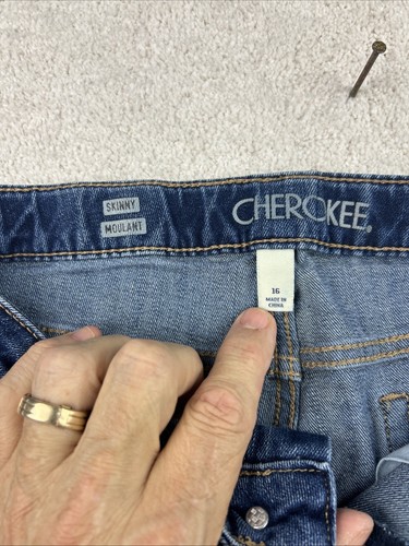 Cherokee Girls Straight Leg Denim Jeans 5-pocket Pants, Size 16 Skinny - Picture 6 of 11