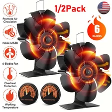 Heat Powered Stove Fan, 6 Blades Silent Operation for Wood/Log Burner/Fireplace