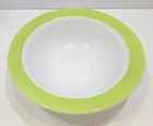 Pyrex Lime Green Rim Bowl 9" Vegetable Serving Vintage White Milk Glass