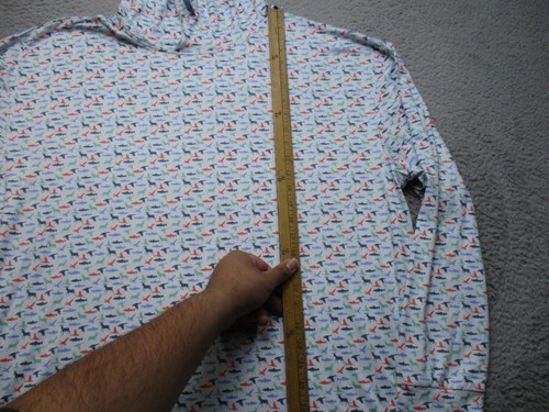 Burlebo Hooded Shirt Mens 2XL White Animal Print Lightweight Stretch - Picture 4 of 11