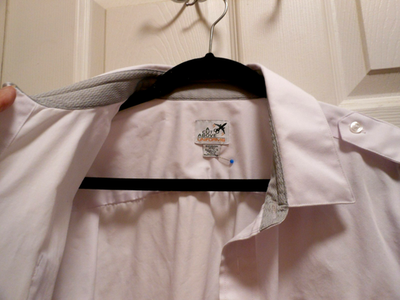 U.S.NAVY OFFICIAL UNIFORM MEN'S WHITE LONG SLEEVE SHIRT w/Shoulder