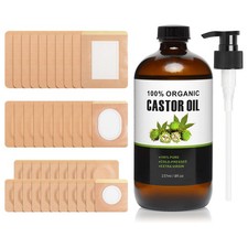 40 Pcs Castor Oil Pack Wrap, Self-Adhesive Cotton Patches Khaki