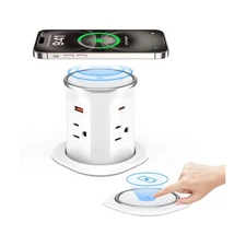 ANNQUAN Motorized Pop Up Countertop Receptacle with 15W Wireless Charger,Max ...