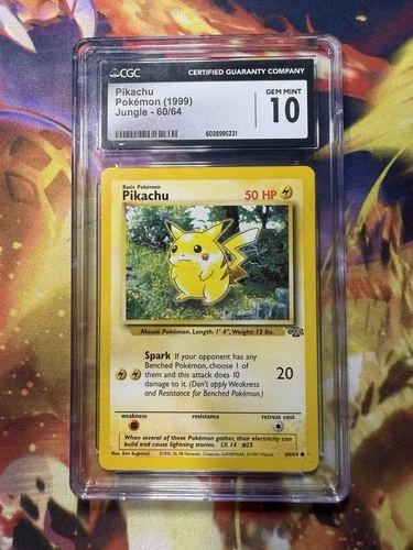 CGC 10 GEM MINT Pikachu 1999 Jungle 60/64 Pokemon Card