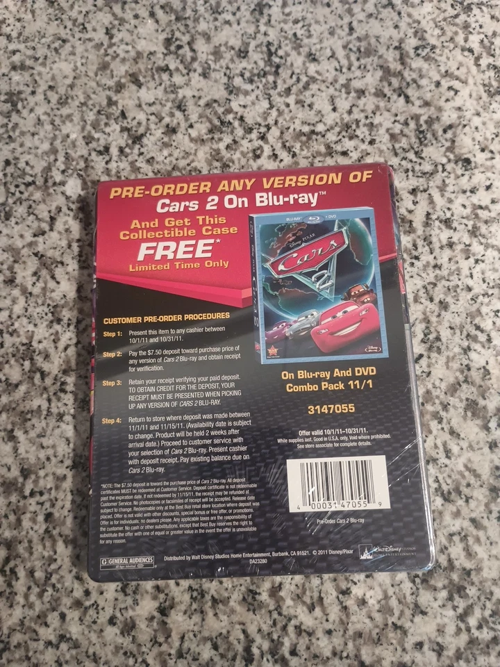 Cars 2 Blu-ray/DVD Combo with Best Buy MetalPack - No Movie Case Only Sealed - Image 2 of 2