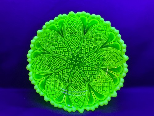 Uranium Glass Bowl Davidson William & Mary Primrose Pearline Vaseline Glows L - Bild 3 von 15