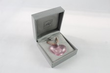 Lalique Necklace Heart Pendant Pink Reverse Carved Boxed Signed Branded