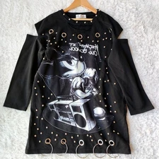 SeMiMi Top Sweatshirt Studded Oversized Black Y2K Emo hic Punk