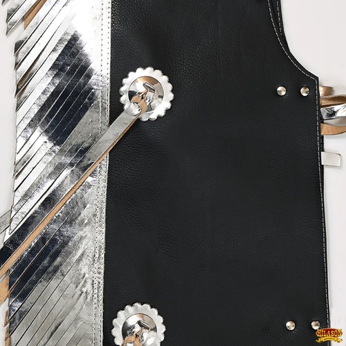 HILASON Western Leather Kids Junior Youth Pro Rodeo Bull Riding Chaps | Leather - Picture 4 of 6