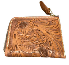 RRL RALPH LAUREN Leather Round Zip Coin case Wallet Brown Rare Without Box