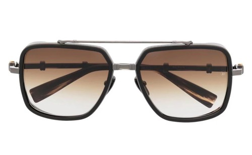 Gafas de sol Balmain OFFICIER BPS-108C-58 negras/marrones cuadradas marrones lentes degradadas - Imagen 3 de 3