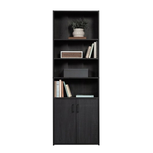 Traditional 5 Shelf Bookcase W/ Doors Adjustable Storage Modern Display Unit New - Picture 4 of 11