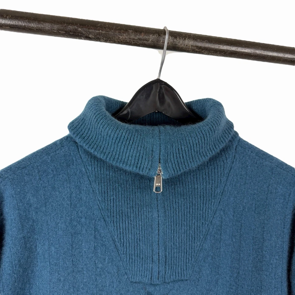 Suéter Pullover Para Mujer Talbots Cuarto Cremallera Cachemira Pura Verde Azulado Talla XL Foto 2 de 4