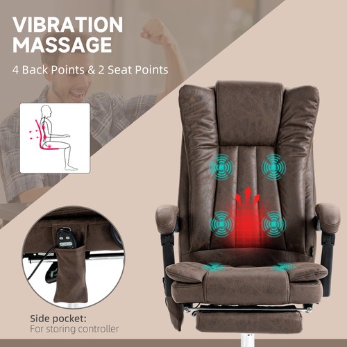High Back Home Office Chair with 6 Point Massage, Heat and Footrest, Coffee - Picture 7 of 11