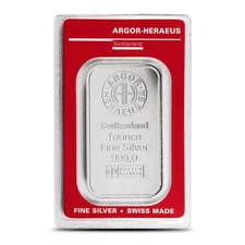 1 oz Argor Heraeus Silver Bar (New)