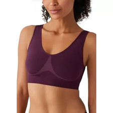 Wacoal B.Smooth  Wireless Padded Bralette Women's 34 Italian Plum Scoop Neck