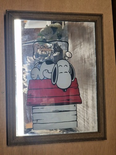 Vintage Snoopy Energie sparen gerahmtes Bild Wandspiegel - Bild 2 von 11
